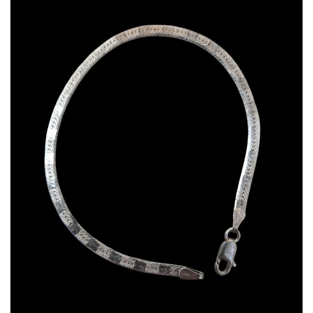 Vior 925 Sterling Silver Vntg Snake Chain Bracelet With Lobster Clasp Italy